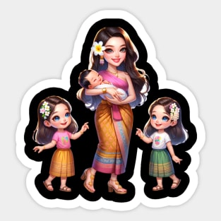 Cambodian Mom & Babies Sticker